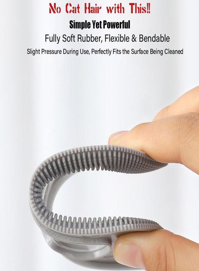 MIXNEX Silicone Pet Hair Remover - 2-Pack Portable Lint & Fur Scraper for Cats, Dogs & Upholstery, Dual-Edge Rubber Brush Lifts Hair from Sofa, Carpet, Car Seats - Gray - Image 4
